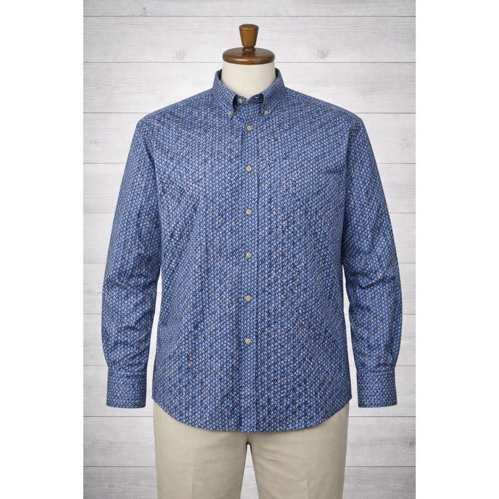 Robert Graham Modern Americana Mens 3XL Long Sleeve Button Front Shirt Blue‎